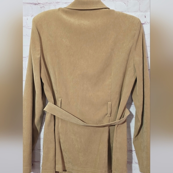 Clio Womens Tan Faux Seude Coat Jacket Sz Medium - Picture 6 of 7